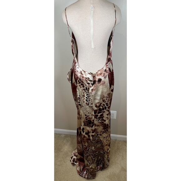 Retrofete Raelynn Silk Ruffle Tiered Vintage Mixed Animal Print Maxi Dress Sz L - Picture 7 of 9